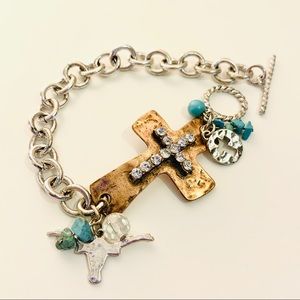 Rustic Cross and Longhorn Bracelet